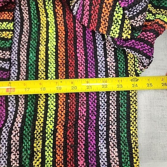 Artesanias Unisex Hoodie Large Bright Colorful Stripes Boho Hippie Aztec Neon - Picture 7 of 11